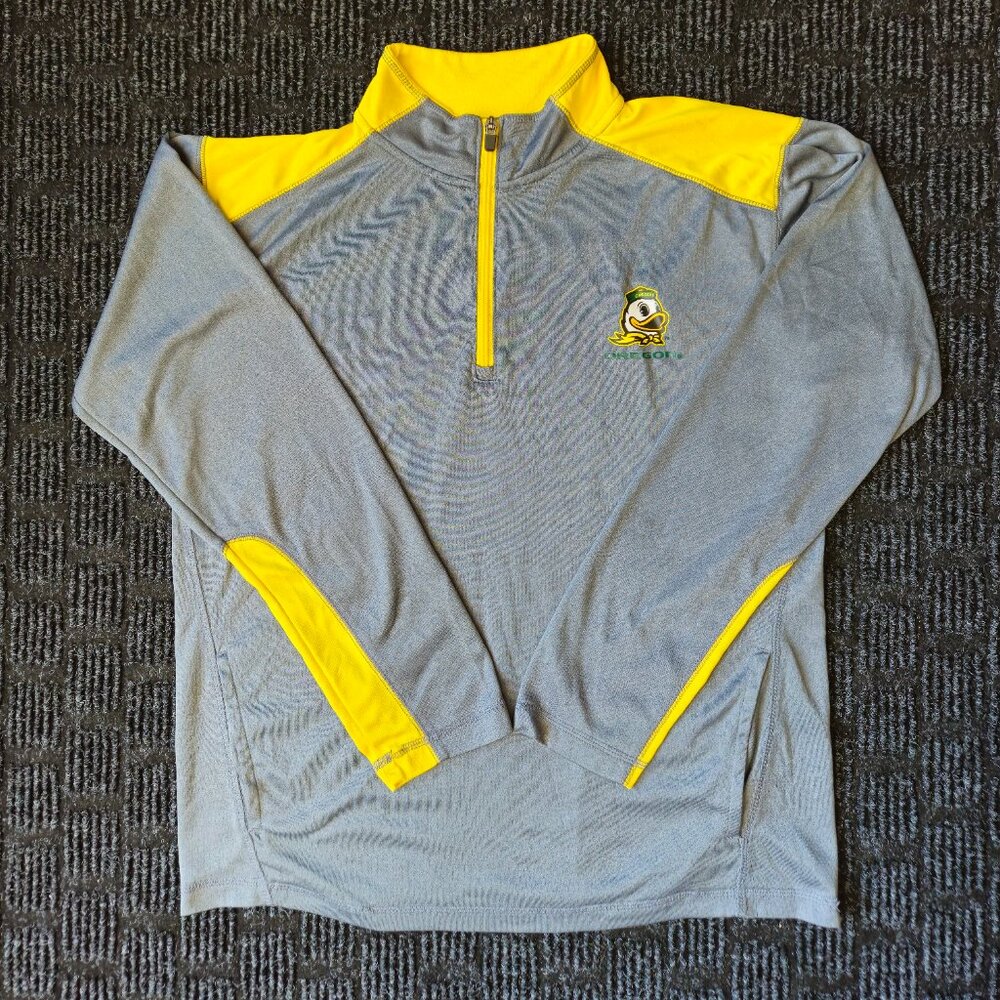Oregon Ducks Champion Elite long sleeve 1/4 zip t shirt mascot logo mens Large